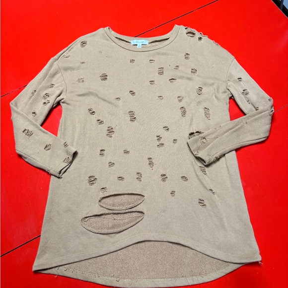 Active USA Tops - ACTIVE USA DISTRESSED COGNAC DISTRESSED LONG TOP